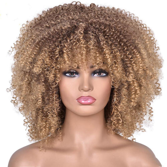 Peluca corta y rizada LuxuryGlow de estilo europeo y americano para mujer, aspecto natural, 35 cm de largo