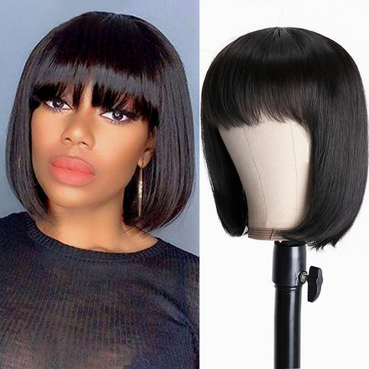 Peluca de cabello humano LuxuryGlow Unice para mujeres negras: aspecto natural, de corto a medio