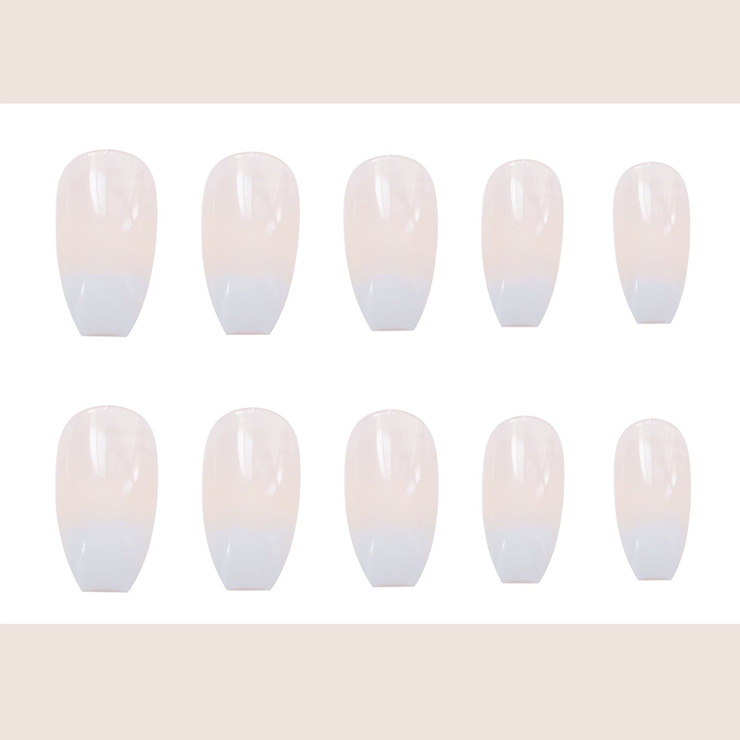 أظافر صناعية قابلة للارتداء من LuxuryGlow Ballet White Gradient - مجموعة من 24 قطعة