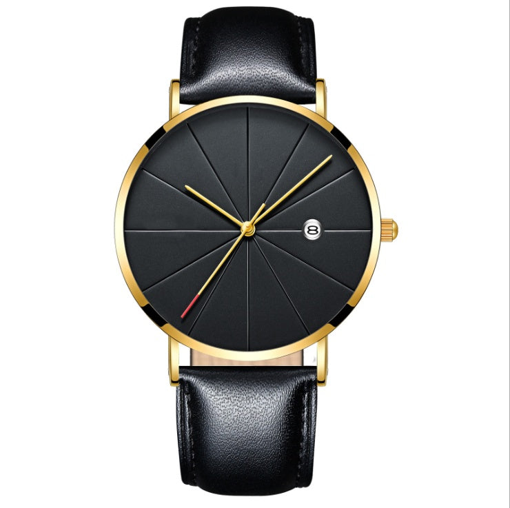 Reloj LuxuryGlow con calendario simple: reloj de cuarzo de acero inoxidable resistente al agua para hombre.