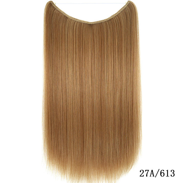 LuxuryGlow 22" Invisible Wire Hair Extensions – No Clips, Silky Straight Hairpiece