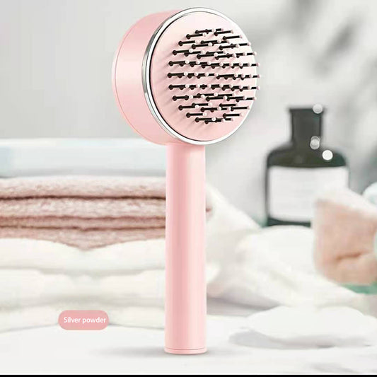 Cepillo autolimpiable de un solo botón LuxuryGlow: peine desenredante con masaje antiestático