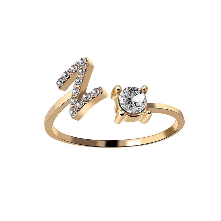 New Design Adjustable 26 Initial Letter Ring Fashion Jewelry For Women Simple Elegant Jewelry - LUXURY GLOW