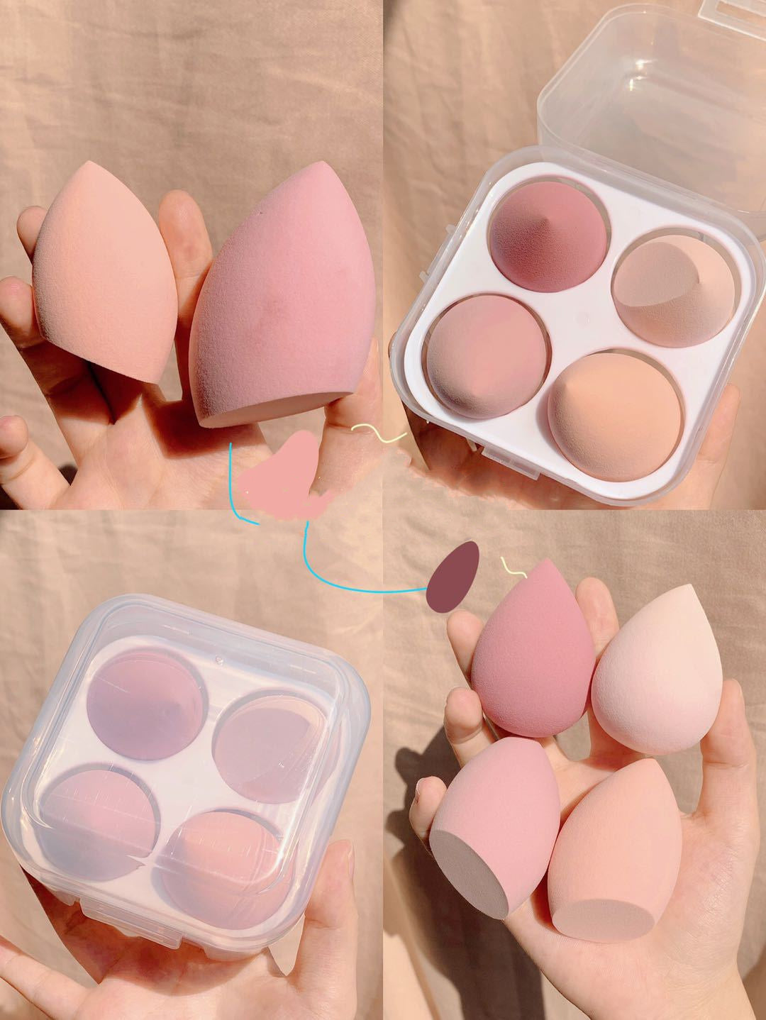 Esponja de maquillaje LuxuryGlow Beauty Egg con estuche protector – Suave esponja sintética