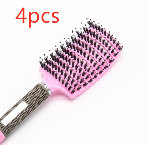 Cepillo desenredante antienredos LuxuryGlow: masajeador del cuero cabelludo y peine de cerdas para mujeres