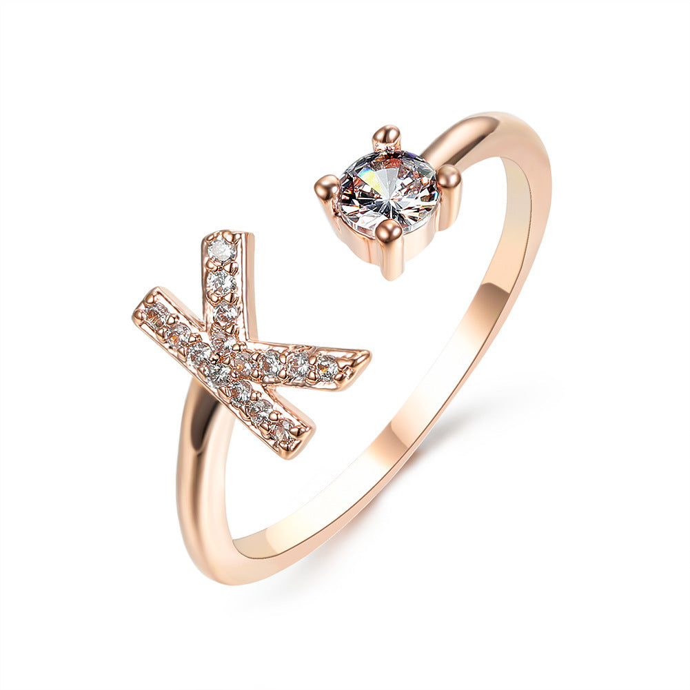 New Design Adjustable 26 Initial Letter Ring Fashion Jewelry For Women Simple Elegant Jewelry - LUXURY GLOW