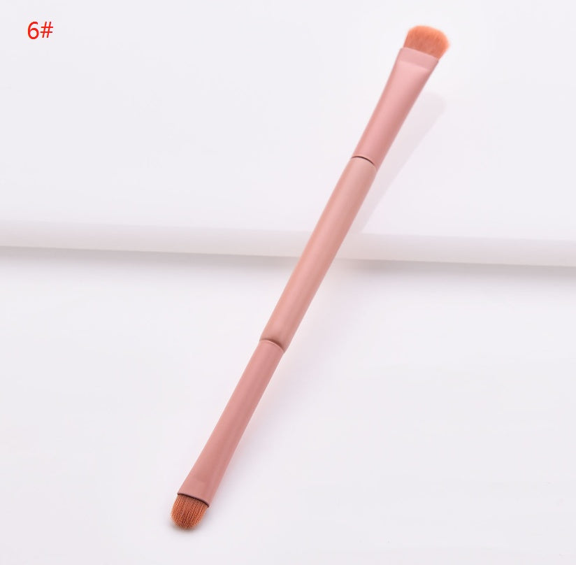 Juego de 10 brochas de maquillaje premium LuxuryGlow: mango de madera y diseño de doble punta