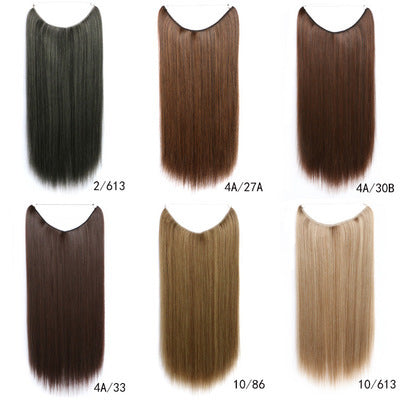 LuxuryGlow 22" Invisible Wire Hair Extensions – No Clips, Silky Straight Hairpiece