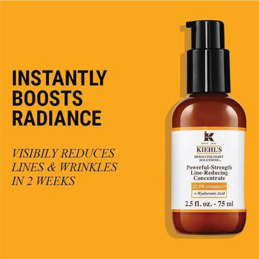 KIEHL’S Powerful Strength Line Reducing Concentrate – Vitamin C Anti-Aging Serum with Hyaluronic Acid for Radiant, Smooth Skin
