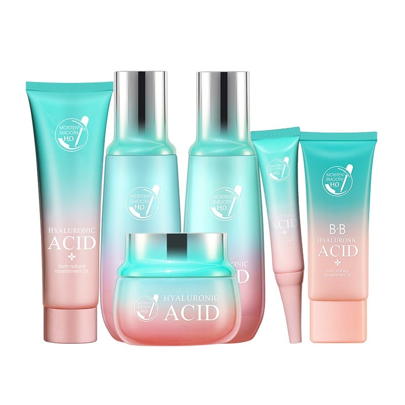 Set de cuidado facial 6 en 1 con ácido hialurónico de Qiqian para una hidratación profunda y una luminosidad radiante.