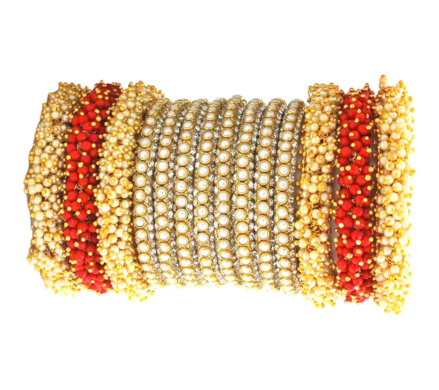 LuxuryGlow Wedding Bangles  Regal Red & Gold Indian Wedding Bangles – Traditional Bridal Elegance by