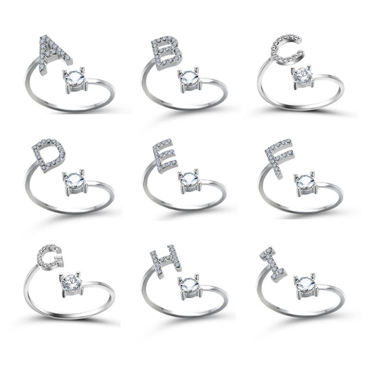 New Design Adjustable 26 Initial Letter Ring Fashion Jewelry For Women Simple Elegant Jewelry - LUXURY GLOW