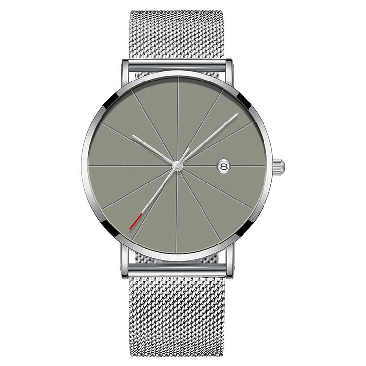 Reloj LuxuryGlow con calendario simple: reloj de cuarzo de acero inoxidable resistente al agua para hombre.