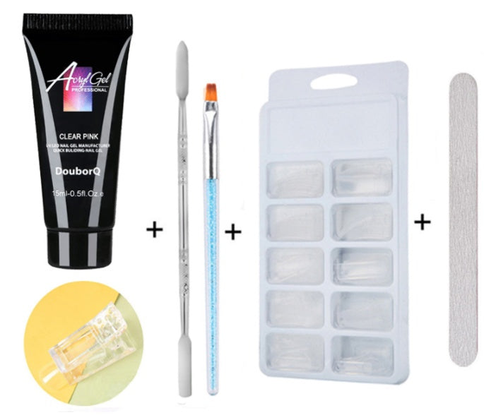 DouborQ DIY Nail Art Extension Kit – Gel Polish, Brushes & Nail Stickers Set