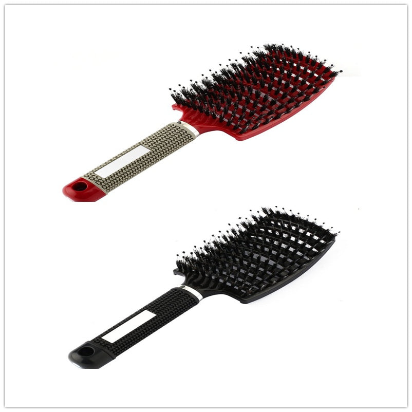 Cepillo desenredante antienredos LuxuryGlow: masajeador del cuero cabelludo y peine de cerdas para mujeres
