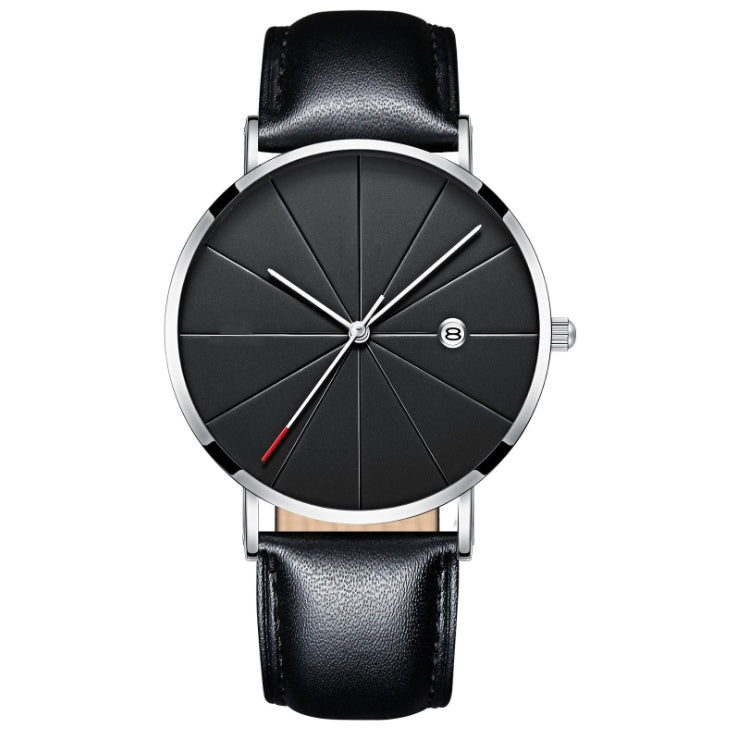 Reloj LuxuryGlow con calendario simple: reloj de cuarzo de acero inoxidable resistente al agua para hombre.