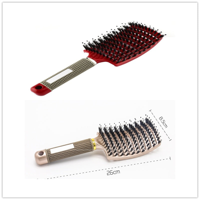 Cepillo desenredante antienredos LuxuryGlow: masajeador del cuero cabelludo y peine de cerdas para mujeres