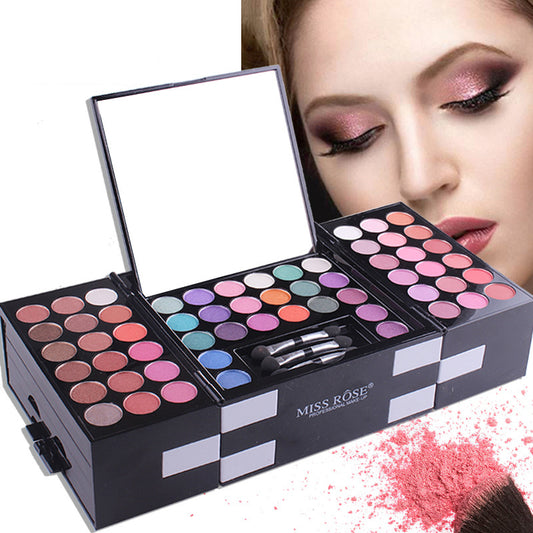 Kit de maquillaje todo en uno MISS ROSE de 144 colores: paleta de sombras de ojos, rubor y cejas