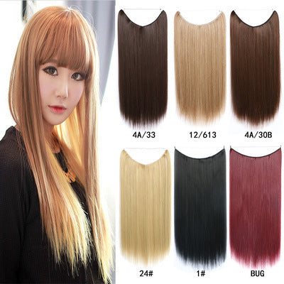 LuxuryGlow 22" Invisible Wire Hair Extensions – No Clips, Silky Straight Hairpiece
