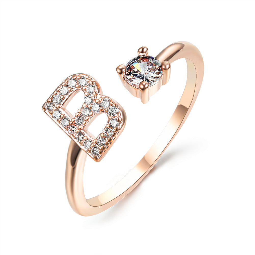 New Design Adjustable 26 Initial Letter Ring Fashion Jewelry For Women Simple Elegant Jewelry - LUXURY GLOW