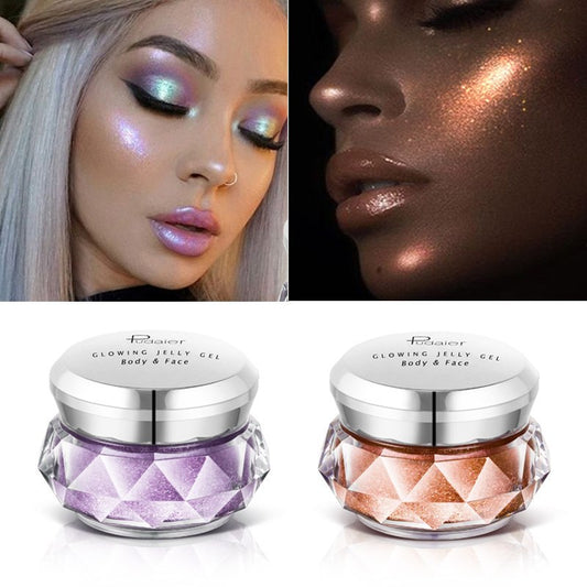 Iluminador en gel resistente al agua para rostro y cuerpo de Pudaier – Gel iluminador y sombra de ojos para festivales