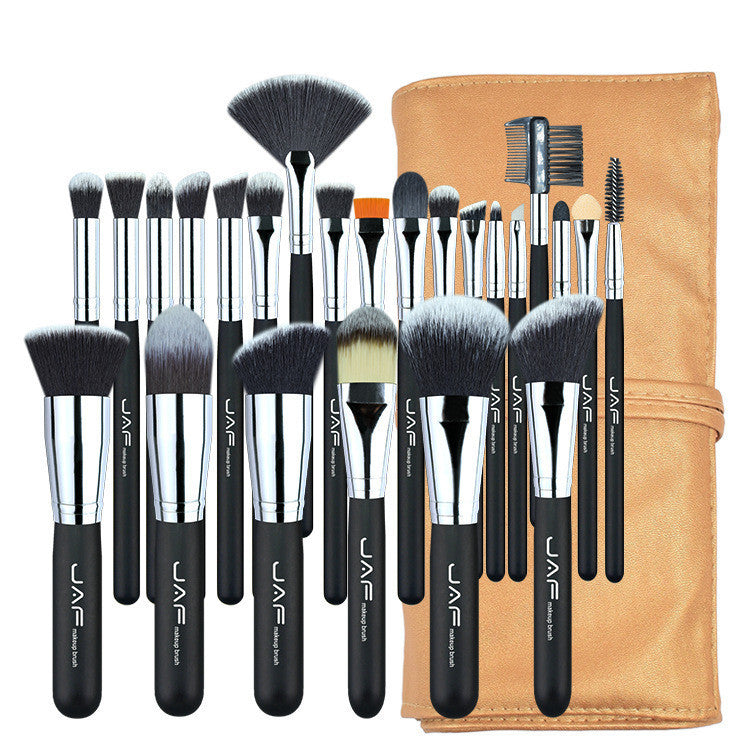 Juego de 24 brochas de maquillaje profesionales LuxuryGlow: cerdas suaves y estuche de viaje 