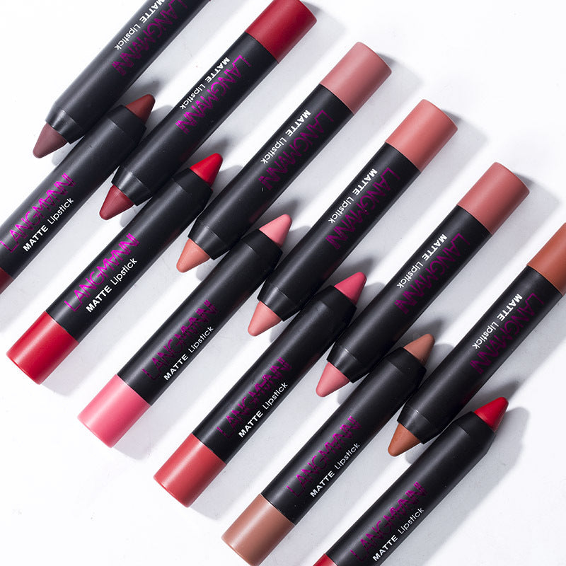 Set de 12 labiales LANGMANNI: duraderos, hidratantes y con tonos intensos