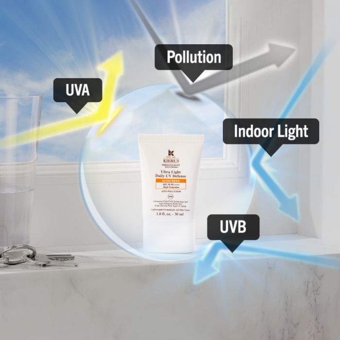 KIEHL’S Ultra Light Daily UV Defense Anti-Pollution Sunscreen SPF 50 PA++++ – Non-Greasy, Hydrating Sun Protection for All Skin Types