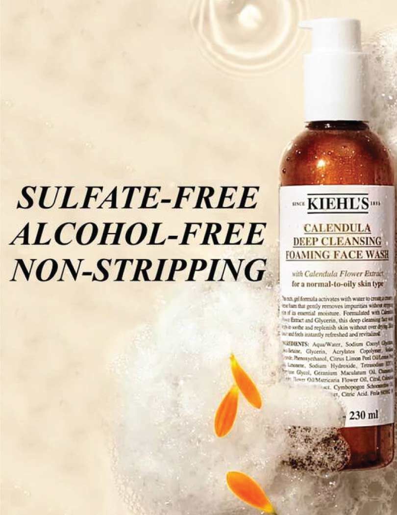 KIEHL’S Calendula Deep Cleansing Foaming Face Wash – Hydrating & Brightening Cleanser for Normal to Oily Skin