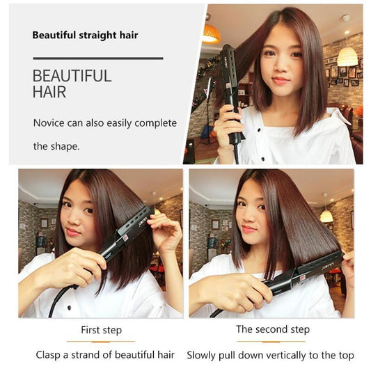 Plancha de pelo Lili: plancha de vapor de 4 temperaturas para cabello húmedo y seco