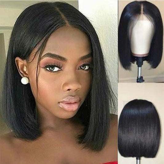 باروكة شعر بوب قصيرة من LuxuryGlow للنساء - مظهر برازيلي طبيعي على طراز ريمي (أسود/بني)