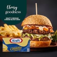 Kraft Cheddar Cheese Block – Smooth & Creamy Processed Cheese for Cooking & Snacking (2 x 250g, Imported)