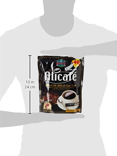 Alicafe Black Gold Sugar-Free Instant Coffee with Ginseng | Premium Colombian Arabica Blend | 40 Sachets (Imported, Vegetarian)