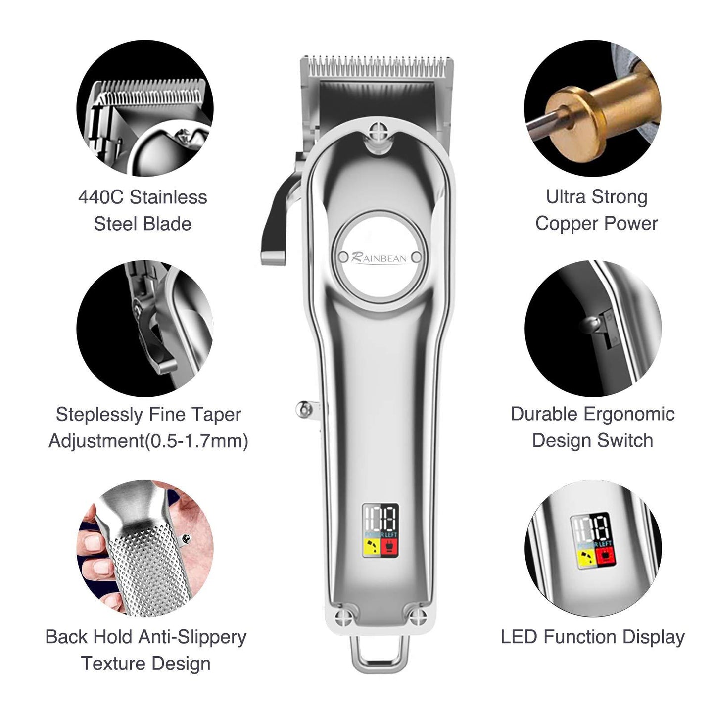Men Hair Trimmer 3 in 1 IPX7 Waterproof Beard Trimmer Grooming Kit Cordless Hair Clipper for Women & Children LED Display USB Rechargeable Amazon Banned - LUXURY GLOW