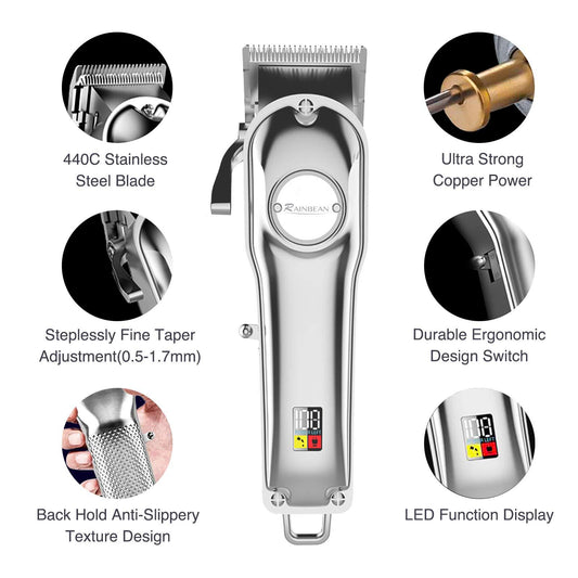 Men Hair Trimmer 3 in 1 IPX7 Waterproof Beard Trimmer Grooming Kit Cordless Hair Clipper for Women & Children LED Display USB Rechargeable Amazon Banned - LUXURY GLOW