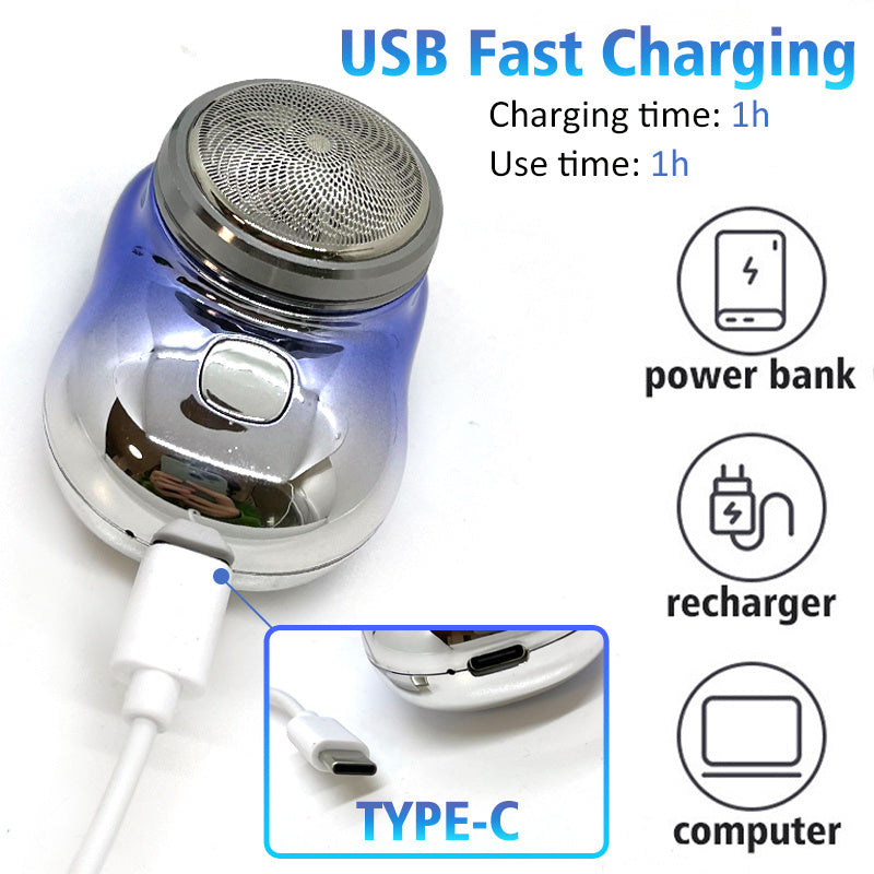ماكينة حلاقة كهربائية صغيرة محمولة بمنفذ USB من LuxuryGlow للرجال والنساء - ماكينة حلاقة لاسلكية جافة ورطبة