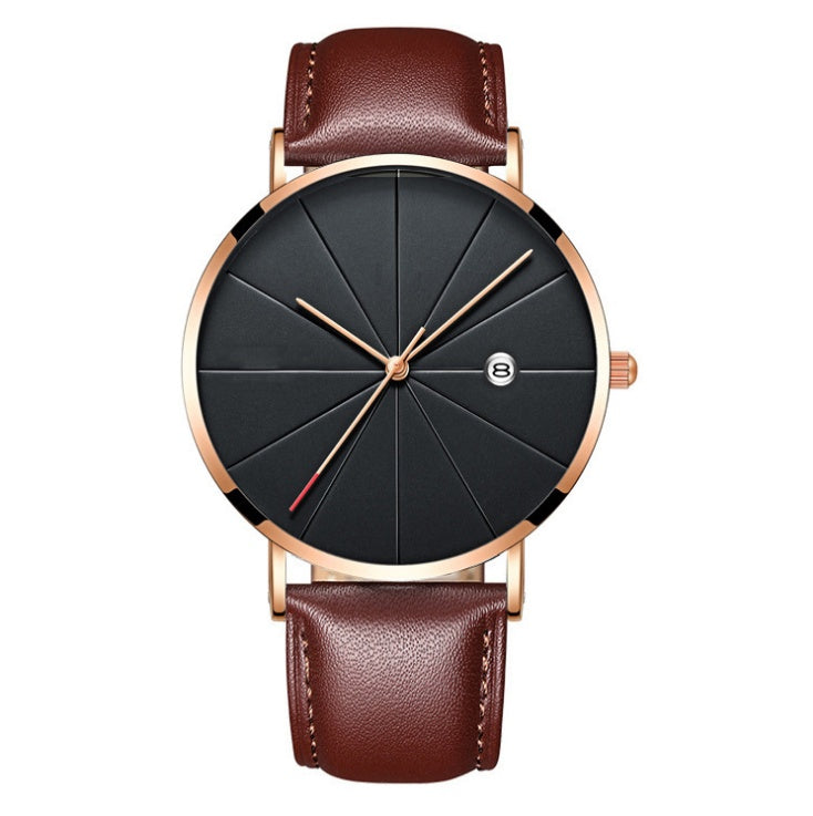 Reloj LuxuryGlow con calendario simple: reloj de cuarzo de acero inoxidable resistente al agua para hombre.