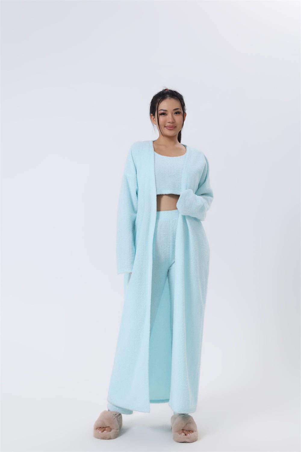 Cozy Pajama Set, 3 Piece Lounge Set, Cute Loungewear, Warm Suit Sets, Matching Set, Lounge Set, 3 Piece Pant Sets, Women Winter Dress - LUXURY GLOW