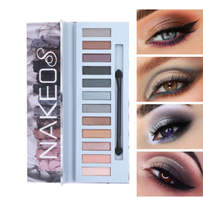 Paleta de sombras de ojos de 12 colores YANQINA: acabado vibrante y natural para usar todo el día