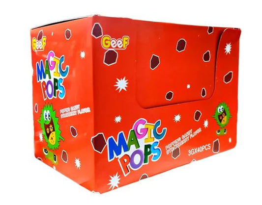 Geef Magic Pops Strawberry Popping Candy – Fizzy Fun Candy Box (40 Sachets, 220g, Imported)