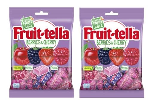 Fruittella Berries & Cherry Vegan Chewy Candy – Made with Fruit Juice (135g Each, Pack of 2, UK Imported)