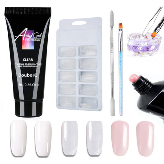 DouborQ DIY Nail Art Extension Kit – Gel Polish, Brushes & Nail Stickers Set