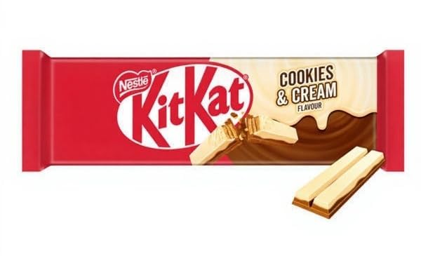 Nestlé KitKat Cookies & Cream Bars – 8 Crunchy Wafer Fingers (20.7g Each) | Imported UK Edition, Individually Wrapped Treats