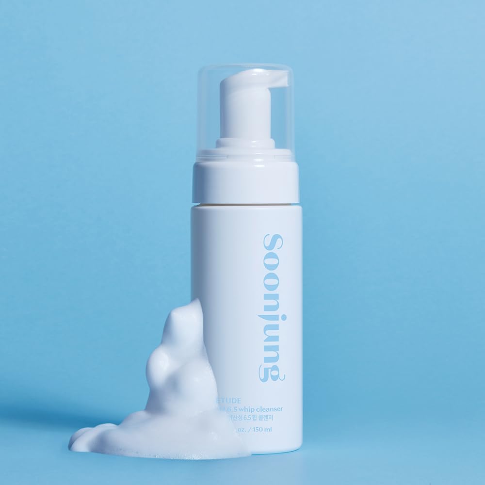 ETUDE SoonJung pH 6.5 Whip Cleanser – Gentle Hydrating Foam Face Wash for Sensitive Skin | Vegan, Non-Comedogenic, Low-pH Korean Cleanser (150ml)