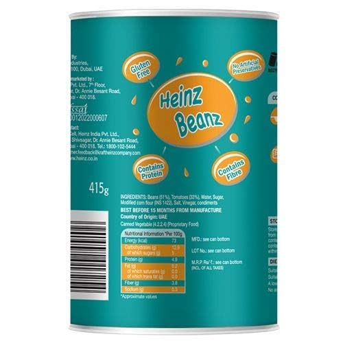 HEINZ Baked Beans in Tomato Sauce, 415 g, Pack of 6