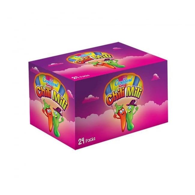Candylands Chili Mili Jelly Candy – Sweet & Spicy Chewy Gummies Box 24 Packs 480g (Imported)