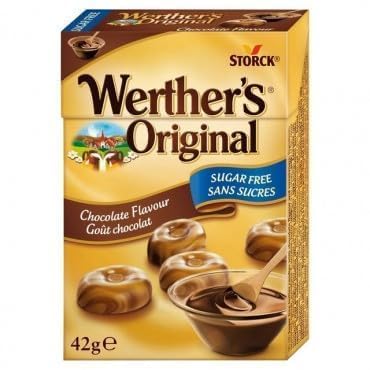 Werther’s Original Sugar-Free Chocolate Candies – German Caramel Treats, Pack of 2 (42g Each, Imported)