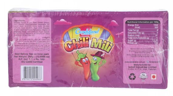 Candylands Chili Mili Jelly Candy – Sweet & Spicy Chewy Gummies Box 24 Packs 480g (Imported)