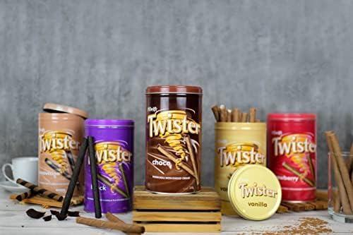 Delfi Twister Cappuccino Wafer Rolls – Crispy Wafers Filled with Smooth Cappuccino Cream 320g (Malaysia)