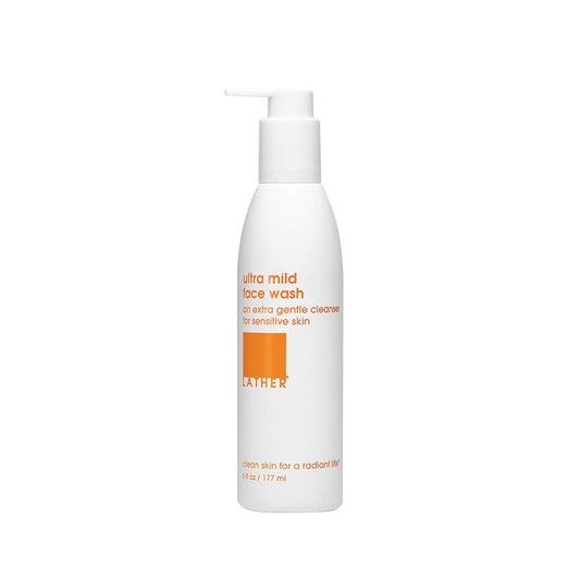 LATHER Ultra Mild Face Wash – Gentle Hydrating Cleanser & Makeup Remover for Sensitive Skin, 6 fl oz